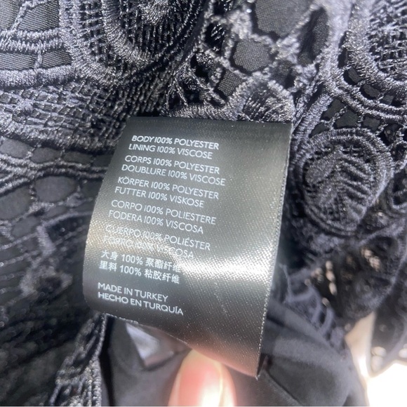 Anthropologie Maeve Black Embroidered Lace Mini Dress Size 2 - Picture 9 of 10